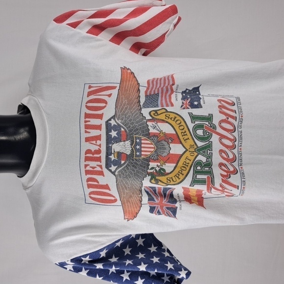 L.A.T Sport Other - Vintage Operation Iraqi Freedom Military supports Patriotic white LG t-shirt